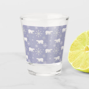 Kerstpatroon met polaire beren en sneeuwvlokken shot glas