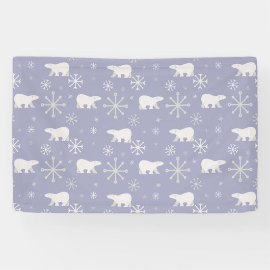 Kerstpatroon met polaire beren en sneeuwvlokken spandoek (Horizontaal)