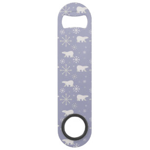 Kerstpatroon met polaire beren en sneeuwvlokken speed flessenopener
