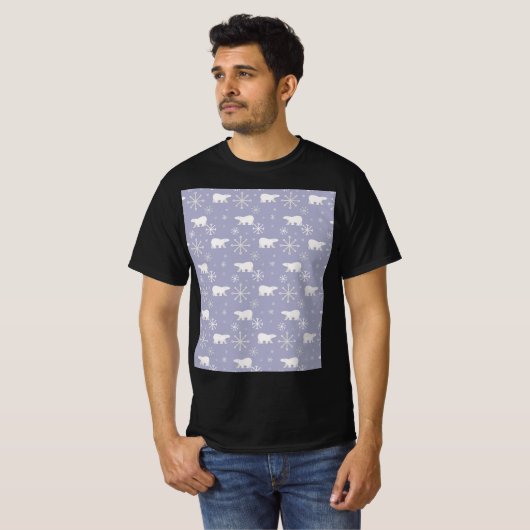 Kerstpatroon met polaire beren en sneeuwvlokken t-shirt (Voorkant volledig)