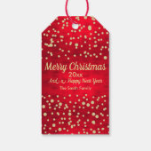 Kerstpatroon met rode en gouden Confetti Cadeaulabel (Achterkant)