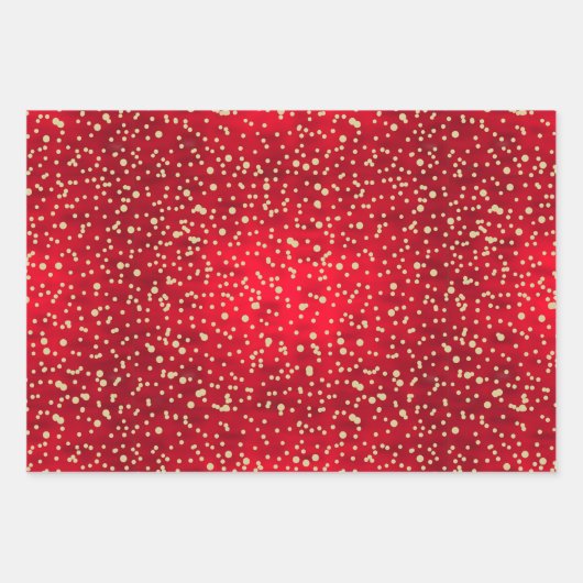 Kerstpatroon met rode en gouden Confetti Inpakpapier Vel (Voorkant 3)