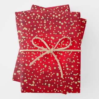 Kerstpatroon met rode en gouden Confetti Inpakpapier Vel
