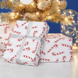 Kerstpatroon met rode en witte snoepriet cadeaupapier