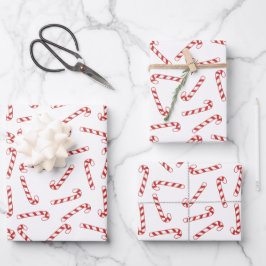 Kerstpatroon met rode en witte snoepriet inpakpapier vel