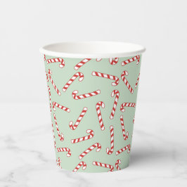 Kerstpatroon met rode, groene en witte snoepriet papieren bekers