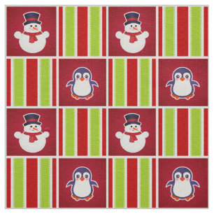 kerstpatroon met sneeuwmannen en pinguïns stof
