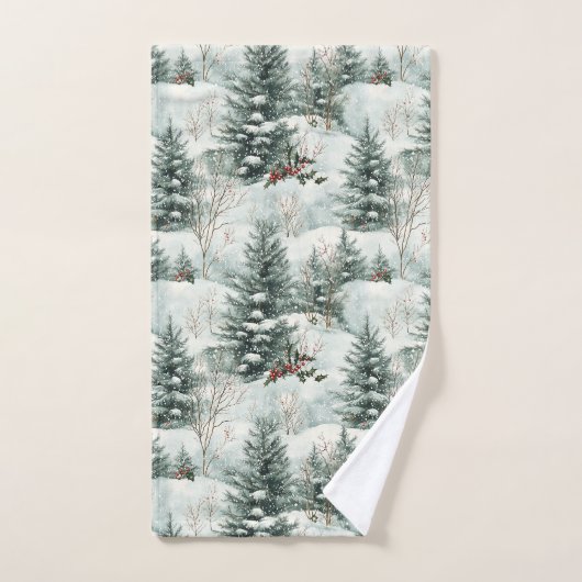 Kerstpatroon met Snowy Forest en Pine bomen Bad Handdoek (Handdoek)