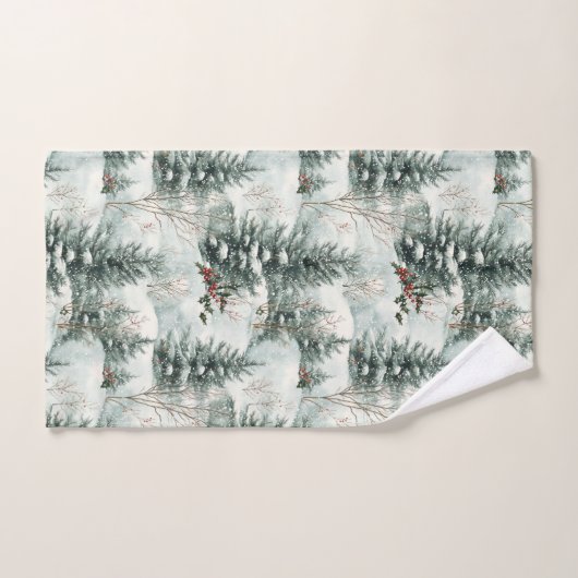 Kerstpatroon met Snowy Forest en Pine bomen Bad Handdoek (Handdoek)