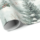 Kerstpatroon met Snowy Forest en Pine bomen Cadeaupapier (Rol Hoek)