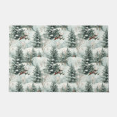 Kerstpatroon met Snowy Forest en Pine bomen Deurmat (Voorkant)