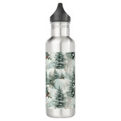 Kerstpatroon met Snowy Forest en Pine bomen Waterfles (Links)