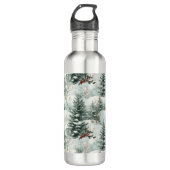 Kerstpatroon met Snowy Forest en Pine bomen Waterfles (Voorkant)