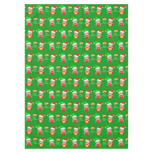 Kerstpatroon op groene tablet tafelkleed (Voorkant)