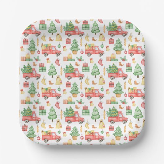 kerstpatroon papieren bordje (Voorkant)