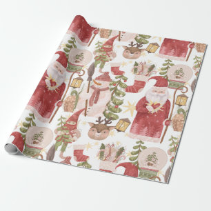 kerstpatroon Santa Snowman Snow Wereldbol Cadeaupapier