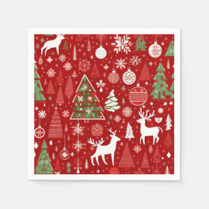 Kerstpatroon sneeuwman santa bomen grijs decor servet