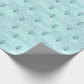 kerstpatroon van blauwe sparren en sneeuw cadeaupapier (Hoek)