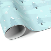 kerstpatroon van blauwe sparren en sneeuw cadeaupapier (Rol Hoek)