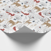 Kerstpatroon van bosdieren in de winter cadeaupapier (Hoek)