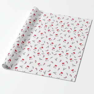 Kerstpatroon van cadeausokken, lolly's cadeaupapier