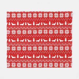 Kerstpatroon van de Dachshund Silhouettes Fleece Deken