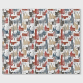 kerstpatroon van de stadstreinen in de winter cadeaupapier (Vlak)