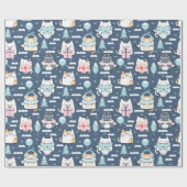 Kerstpatroon van grappige lieve katten, cadeaus cadeaupapier (Vlak)