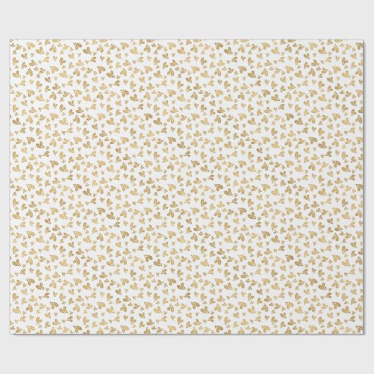 Kerstpatroon van hulstbladeren. Goud op wit Cadeaupapier (Vlak)