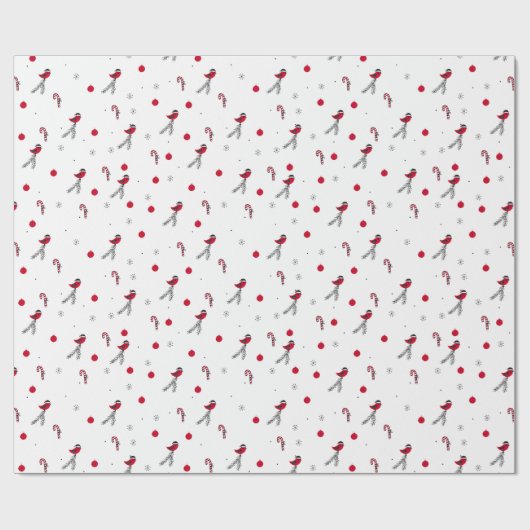 kerstpatroon van Robin Bird, Lollypops, sneeuw Cadeaupapier (Vlak)