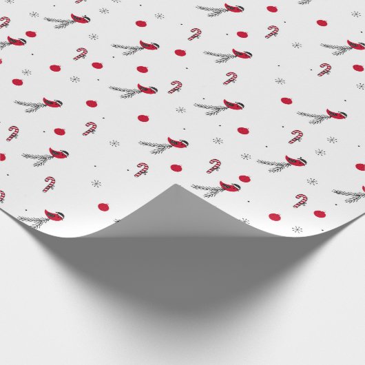 kerstpatroon van Robin Bird, Lollypops, sneeuw Cadeaupapier (Hoek)