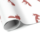 Kerstpatroon van rode vossen op wintersneeuw cadeaupapier (Rol Hoek)