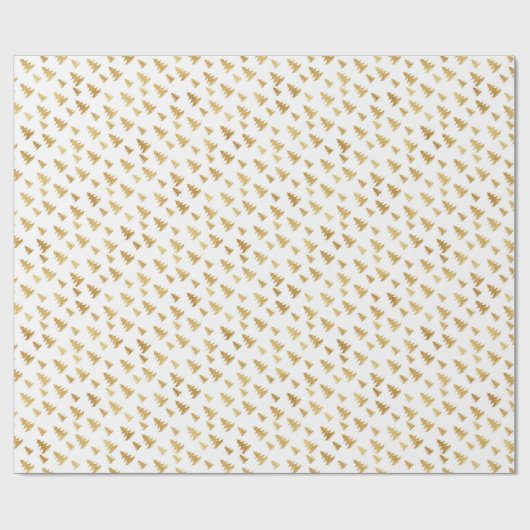 Kerstpatroon van sparrenbomen. Goud op wit Cadeaupapier (Vlak)