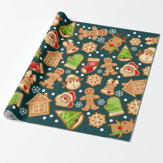 Kerstpatroon voor koekjes cadeaupapier (Uitgerold)