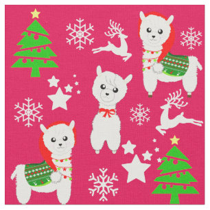kerstpatroongriekenland Llama Snowflakes Stof