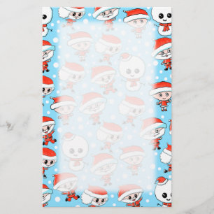 Kerstpatroonkerstman en Snowman op Blauw. Briefpapier