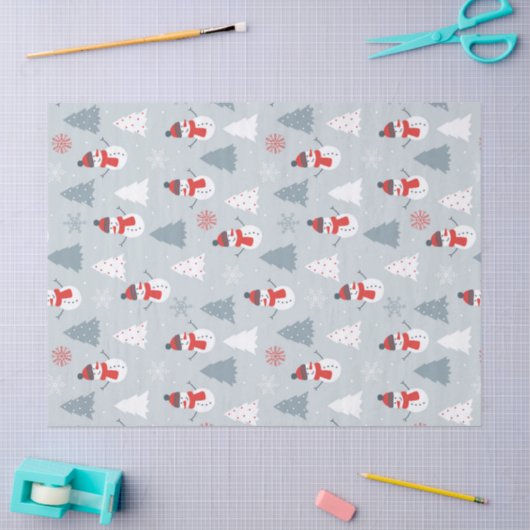 kerstpatroonspnowman en winterbomen tissuepapier (Craft)