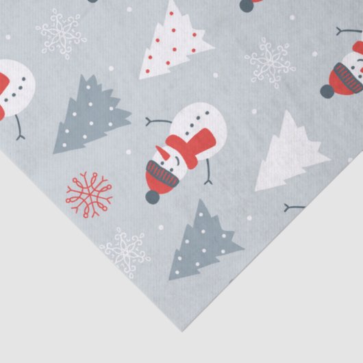 kerstpatroonspnowman en winterbomen tissuepapier (Detail)