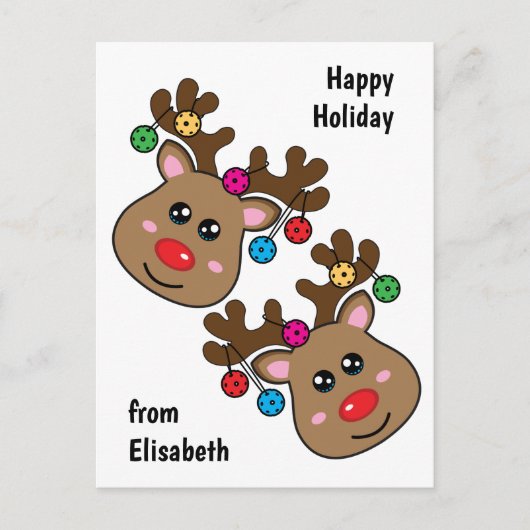 Kerstpekelbal met rendieren, aangepaste tekst briefkaart (Voorkant)