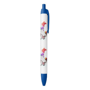 kerstpen Gift Gnome with Bike and Gifts Blauwe Inkt Pen