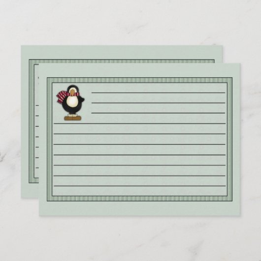 KerstPenguin Recipe Notecard Briefkaart (Voorkant / Achterkant)