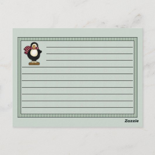 KerstPenguin Recipe Notecard Briefkaart (Achterkant)