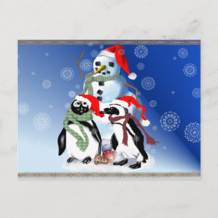KerstPenquin en Snowman-Briefkaarten Feestdagenkaart