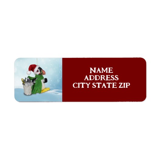 *KERSTPENQUIN* KERSTADRES LABEL (Voorkant)