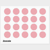 kerstpeppermint Candy Cane Stripes Red Ronde Sticker (Vel)