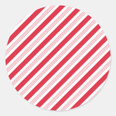 kerstpeppermint Candy Cane Stripes Red Ronde Sticker (Voorkant)