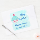 kerstpeppermint Cupcake Eigen voedseletiket Vierkante Sticker (Envelop)