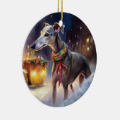 Kerstperiode voor Greyhounds  Keramisch Ornament (Rechts)