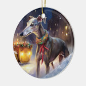 Kerstperiode voor Greyhounds  Keramisch Ornament (Links)