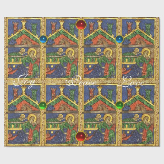 KERSTPERKAMENT MET EDELSTENEN CADEAUPAPIER (Vlak)